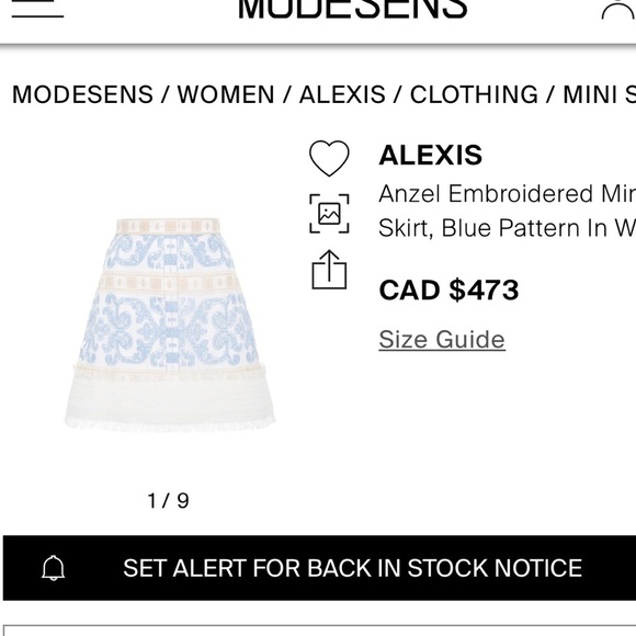$473 Retail🔥 Alexis ENZEL Mini Skirt Blue Embroidery Size S - Picture 7 of 13